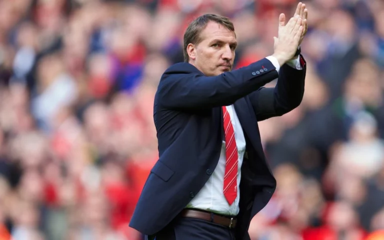 Brendan Rodgers gives instructions from the touchline during a Celtic match.