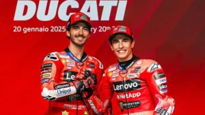Pembalap Ducati Lenovo Team, Pecco Bagnaia dan Marc Marquez